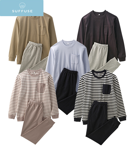 ～ストレッチ素材で快適に～【ＳＵＦＦＵＳＥ】【今風カジュアル】（制菌）メンズ裏毛ストレッチスウェットサイズ：M・L・LL商品番号：74-512-486-01～15