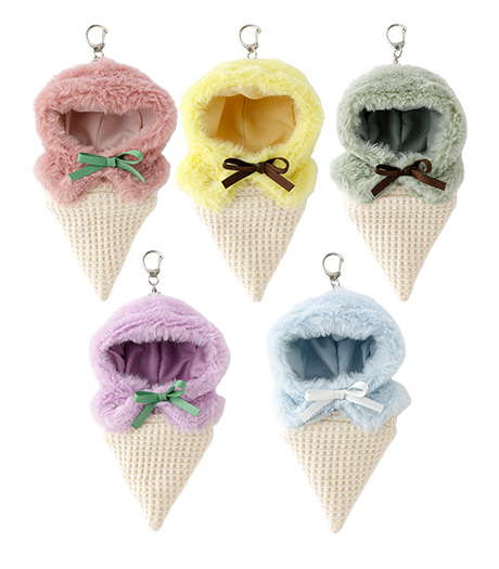 アイスクリームぬいぐるみポンチョカラー:グリーンイエローピンクライトブルーパープルサイズ:約縦19cm×横10cm商品番号:33-701-815-01~05