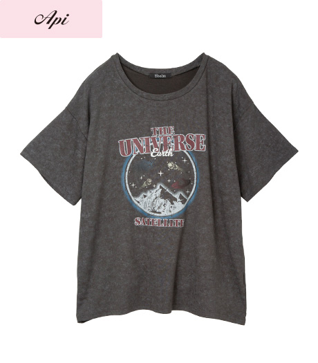 【Ａｐｉ】【トレンドスタイル】レディースピグメントTシャツカラー：ライトグレーチャコルグレーサイズ：M・L商品番号：41-101-247-01～04
