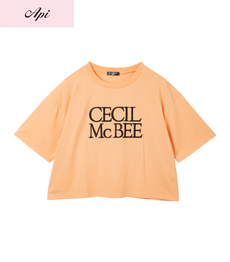 ～テッパンアイテムのロゴ刺しゅうＴシャツ～【Ａｐｉ】【トレンドスタイル】【ＣＥＣＩＬ　ＭｃＢＥＥ　ＮＯＵＶＥＬＬＥ】レディースロゴ刺しゅうＴシャツカラー：オフオレンジブラックサイズ：M・L商品番号：41-101-256-01～