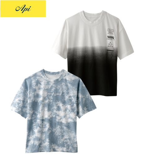 ~清涼感のあるデザインが特徴の天竺Tシャツ~【Api】【トレンドスタイル】ボーイズタイダイ風カットソーサイズ:140・150・160商品番号:61-523-673-01~