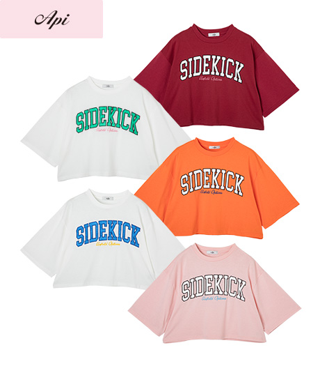 ～夏にうれしい配色がポイントのロゴＴシャツ～【Ａｐｉ】【トレンドスタイル】レディースロゴＴシャツカラー：グリーンブルーレッドピンクオレンジサイズ：M・L商品番号：41-101-280-61～