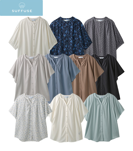 ～Ｍｅｌｔｙ　Ｉｃｅ　Ｂｌｏｕｓｅ～【ＳＵＦＦＵＳＥ】【今風カジュアル】【接触冷感】【イージーケア】レディースブラウス各種商品番号：42-105-512-01～