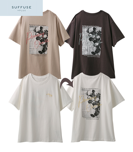 ～バックデザインが可愛い１枚♪～【ＳＵＦＦＵＳＥ＋】【今風カジュアル】レディースデザインＴシャツ商品番号：42-101-029-01～