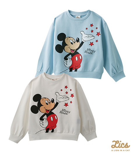 ～ＤＩＳＮＥＹ　の大人気キャラクターとママインフルエンサーＬＩＣＳとのコラボアイテム～【ＬＩＣＳ】【Ｄｉｓｎｅｙ】ボーイズトレーナーカラー：オフサックスサイズ：110・120cm商品番号：61-705-707-21～