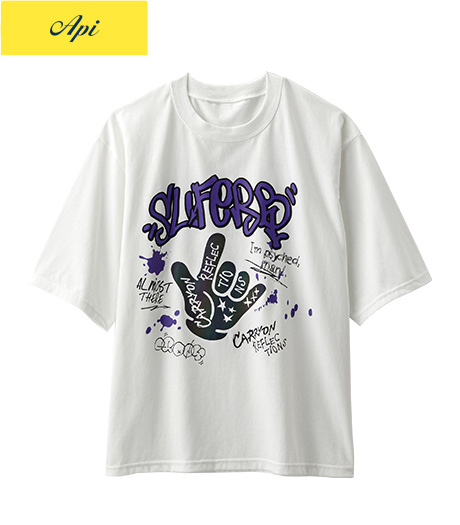 ～反射プリントがポイント～【Ａｐｉ】【トレンドスタイル】メンズハンドプリントＴシャツサイズ：M・L商品番号：51-201-030-81～