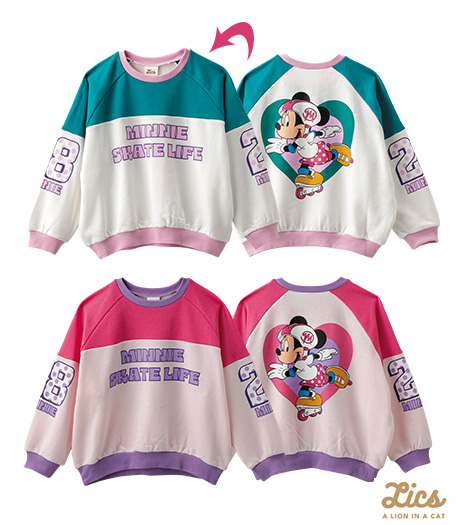 ~ママインフルエンサープロデュースブランド【LICS】からDisneyコラボアイテム登場!!~【LICS】【Disney】ガールズトレーナーカラー:ピンクミントサイズ:110・120cm商品番号:62-705-115-21~26