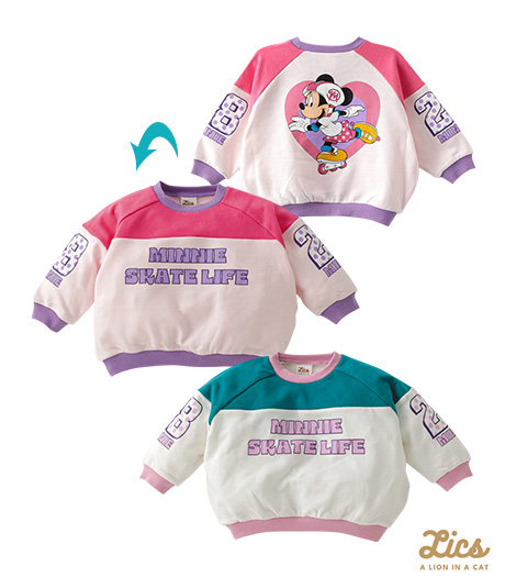 ~ママインフルエンサープロデュースブランド【LICS】からDisneyコラボアイテム登場!!~【LICS】【Disney】ベビー女の子トレーナーカラー:ピンクミントサイズ:90・100cm商品番号:63-572-161-21~26