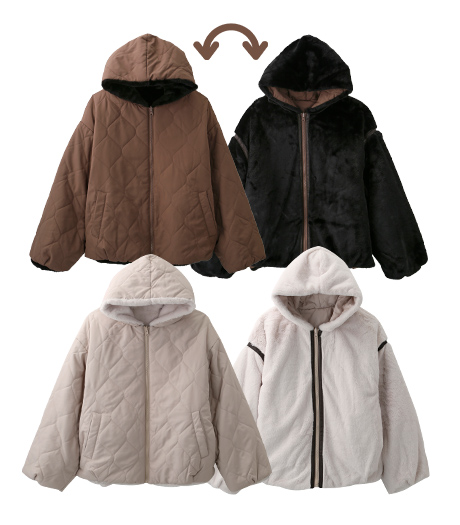 【大きなサイズ】レディースリバーシブルブルゾンサイズ：3L・4L商品番号：07-081-700-41～