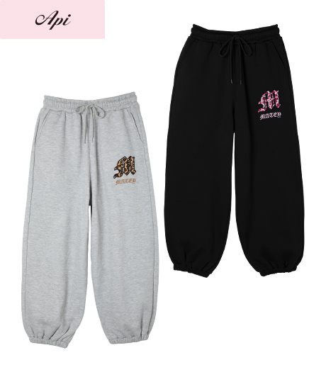 ~ファー貼り付けのスウェットパンツはセットアップで着るのががおすすめ~【Api】【トレンドスタイル】レディーススウェットパンツカラー:ブラックグレーサイズ:M・L商品番号:41-107-430-21~