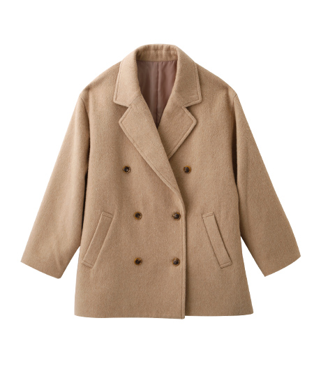 ～名品図鑑～【おしゃれなミセス】レディース尾州ウール使用テーラー衿ショートコートカラー：ベージュ、クロサイズ：M.LL商品番号：45-592-502-01～