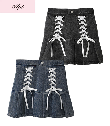 ~雑誌Cuugalモデルが着るトレンドコーデ~【Api】【トレンドスタイル】ガールズスカートカラー:ライトブルーブラックサイズ:140・150・160cm商品番号:62-581-101-01~06