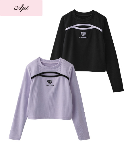 ~雑誌Cuugalモデルが着るトレンドコーデ~【Api】【トレンドスタイル】ガールズ長袖Tシャツカラー:ブラックラベンダーサイズ:120・130cm商品番号:62-705-101-61~64