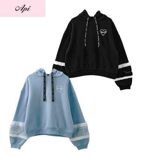 ~雑誌Cuugalモデルが着るトレンドコーデ~【Api】【トレンドスタイル】ガールズプルパーカカラー:ブラックサックスサイズ:140・150・160㎝商品番号:62-523-141-21~26