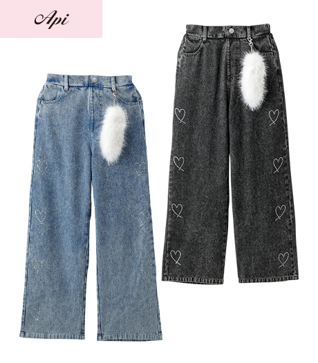 ~雑誌Cuugalモデルが着るトレンドコーデ~【Api】【トレンドスタイル】ガールズデニムワイドパンツカラー:ライトブルーブラックサイズ:140・150・160㎝商品番号:62-581-302-41~46