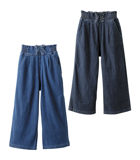 ～裏地フリース素材であたたかい～ガールズ裏フリースワイドパンツカラー：ネイビーブルーサイズ：120・130cm商品番号：62-708-150-41～44