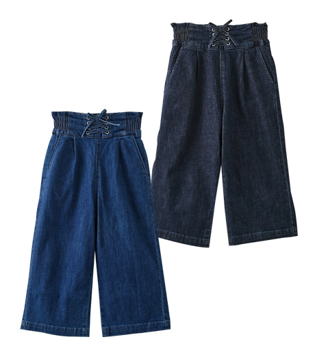 ～裏地フリース素材であたたかい～ガールズ裏フリースワイドパンツカラー：ネイビーブルーサイズ：140・150・160㎝商品番号：62-581-150-41～46