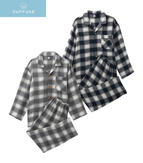 ～４重ガーゼ素材使用。脇シームレス仕様で快眠をサポートします。～【ＳＵＦＦＵＳＥ】【今風カジュアル】メンズＳＵＹＡＲＩＬＡシャツパジャマサイズ：M、L商品番号：511-825-01～06
