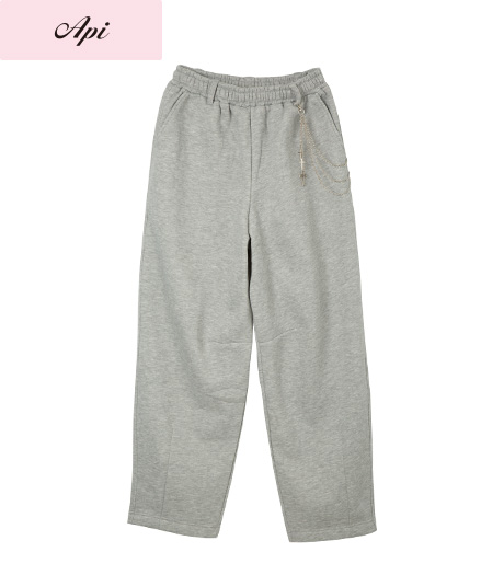 ～チェーン付きでアクセントをプラス～【Ａｐｉ】【トレンドスタイル】レディース裏起毛チェーン付きパンツカラー：グレー・ダークグレー・ブラック・カーキグリンサイズ：M・L商品番号：41-107-481-01～08