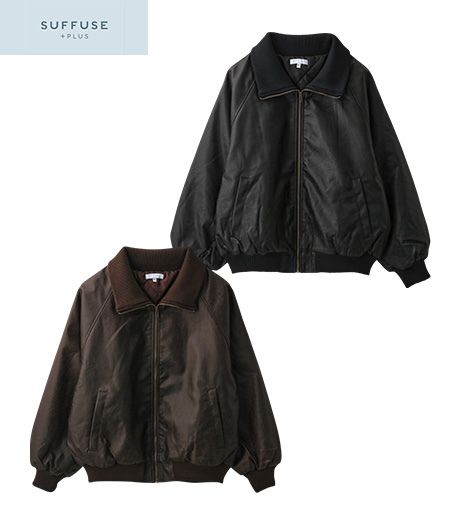 ~ヴィンテージ感がたまらない一枚♪~【SUFFUSE+】【今風カジュアル】レディース中綿合皮ブルゾン商品番号:42-106-032-01~