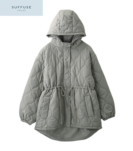 ~ドロスト仕様デザインがかわいい一枚♪~【SUFFUSE+】【今風カジュアル】レディースキルトブルゾン商品番号:42-106-032-41~