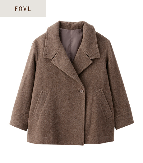 ～尾州ウールを使用した、エレガントなテーラースタイルコート～【ＦＯＶＬ】【アーバンスタイル】レディース尾州ウール混コートカラー：モカ、クロサイズ：M・L商品番号：44-581-203-01～