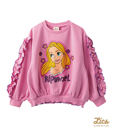 ～ママインフルエンサープロデュースブランド【ＬＩＣＳ】からディズニープリンセスアイテムが登場！！～【ＬＩＣＳ】【Ｄｉｓｎｅｙ】【ラプンツェル】ガールズトレーナーカラー：ピンクサイズ：110・120㎝商品番号：62-705-304-21～23
