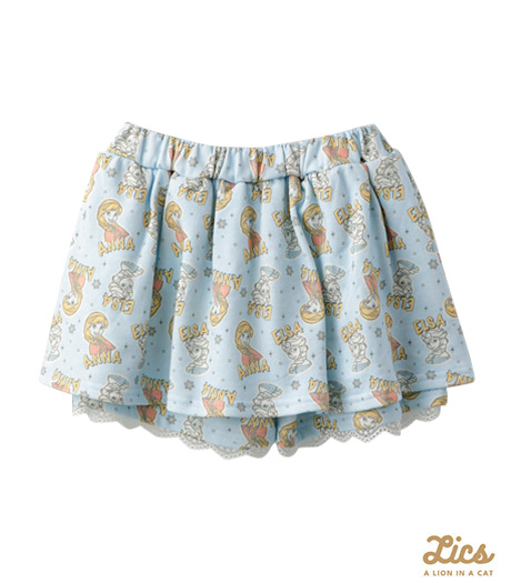 ～ママインフルエンサープロデュースブランド【ＬＩＣＳ】からディズニープリンセスアイテムが登場！！～【ＬＩＣＳ】【Ｄｉｓｎｅｙ】【アナと雪の女王】ガールズキュロットカラー：サックスサイズ：110・120㎝商品番号：62-708-304-41～43