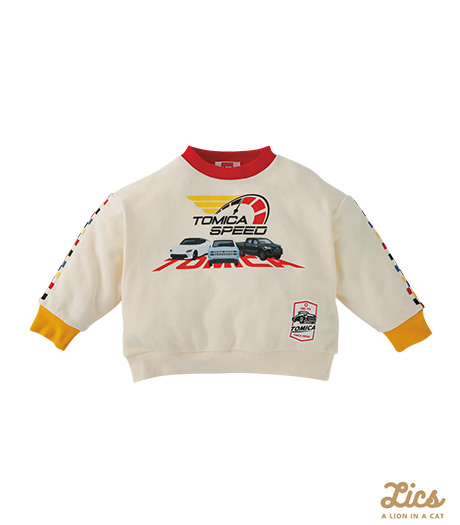 ～ママインフルエンサープロデュースブランド【ＬＩＣＳ】からトミカコラボアイテム登場！！～【ＬＩＣＳ】【ＴＯＭＩＣＡ】ベビー男の子トレーナーカラー：オフサイズ：90・100㎝商品番号：63-571-121-21～23