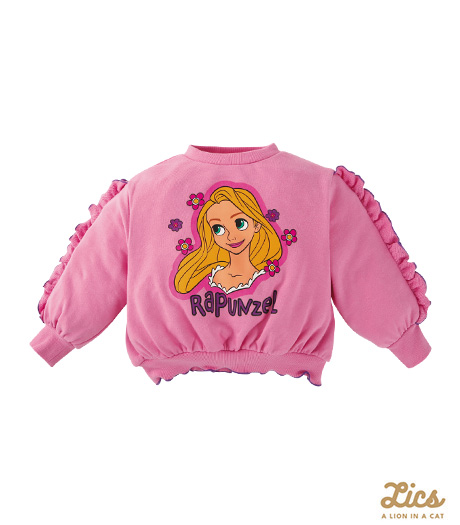 ～ママインフルエンサープロデュースブランド【ＬＩＣＳ】からディズニープリンセスアイテムが登場！！～【ＬＩＣＳ】【Ｄｉｓｎｅｙ】【ラプンツェル】ベビー女の子トレーナーカラー：ピンクサイズ：90・100㎝商品番号：63-572-121-21～23