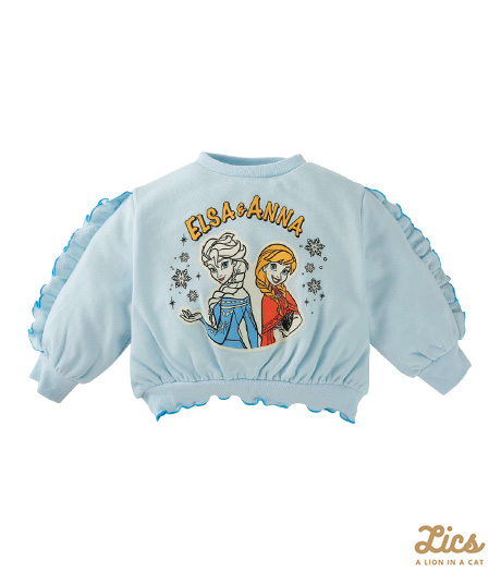 ～ママインフルエンサープロデュースブランド【ＬＩＣＳ】からディズニープリンセスアイテムが登場！！～【ＬＩＣＳ】【Ｄｉｓｎｅｙ】【アナと雪の女王】ベビー女の子トレーナーカラー：サックスサイズ：90・100㎝商品番号：63-572-121-41～43