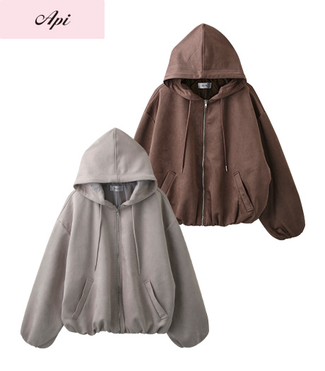 ～バルーンシルエットのボリューム感が可愛い～【Ａｐｉ】【トレンドスタイル】レディースバルーンフードブルゾン商品番号：41-106-087-01～