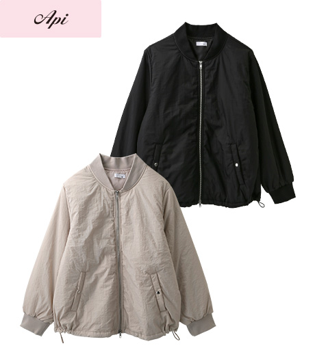 ～ダブルジップ使いで着こなし自由自在～【Ａｐｉ】【トレンドスタイル】レディースダブルジップ中綿ＭＡ－１商品番号：41-106-088-01～