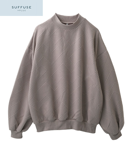 ～表面感のある高見え素材のプルオーバー♪～【ＳＵＦＦＵＳＥ＋】【今風カジュアル】レディースデザインプルオーバー商品番号：42-101-203-01～