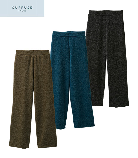 ～リブで美脚、美しくリラックス～【ＳＵＦＦＵＳＥ＋】【今風カジュアル】レディースリブストレートパンツ商品番号：43-531-726-01～