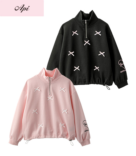 ~雑誌Cuugalモデルが着るトレンドコーデ~【Api】【トレンドスタイル】ガールズハーフジッププルオーバーカラー:ブラックピンクサイズ:120・130㎝商品番号:62-705-302-61~64