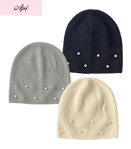 【Ａｐｉ】【トレンドスタイル】パール使いビーニー商品番号：33-551-601-41～43