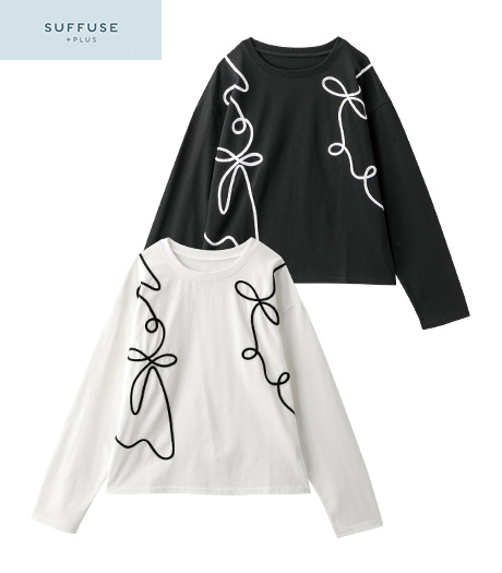 ~コード刺しゅうデザインが旬な春スタイル♪~【SUFFUSE+】【今風カジュアル】レディースコード刺しゅうプルオーバー商品番号:42-101-216-01~