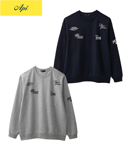 ~遊び心溢れる飛び柄がポイント~【Api】【トレンドスタイル】メンズ刺繍トレーナーサイズ:M・L商品番号:51-201-041-21~