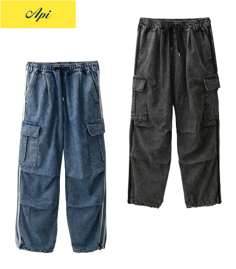 ~ライン使いがポイント~【Api】【トレンドスタイル】メンズラインカーゴデニムパンツサイズ:M・L商品番号:51-202-108-01~