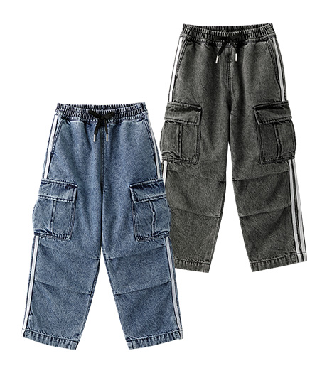～ボーイッシュなストリートコーデも楽しめる～ガールズデニムカーゴパンツカラー：グレーネイビーサイズ：120・130㎝商品番号：62-708-321-21～24