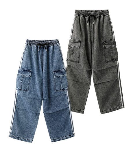 ～ボーイッシュなストリートコーデも楽しめる～ガールズデニムカーゴパンツカラー：グレーネイビーサイズ：140・150・160㎝商品番号：62-581-321-21～26