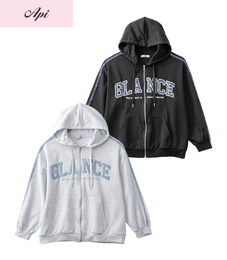 ～雑誌Ｃｕｕｇａｌモデルが着るトレンドコーデ～【Ａｐｉ】【トレンドスタイル】ガールズジップパーカカラー：オートミールブラックサイズ：140・150・160㎝商品番号：62-523-321-01～06