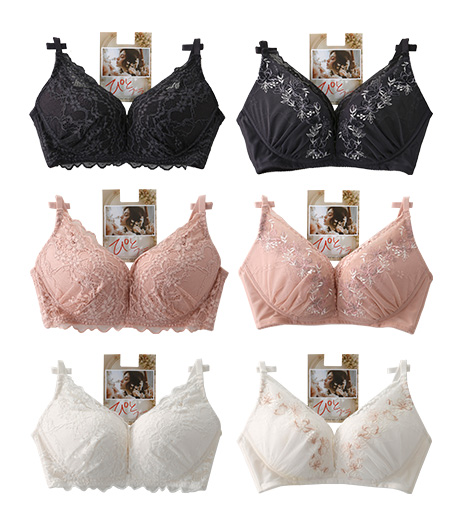 ～Ｌ字パターンでバストを逃がさず脇すっきり＆立体美胸メイク。サイドのフリーカット生地がカラダに”ぴとっ”とフィットする新感覚ブラジャー～（ぴとブラ）レディースノンワイヤーブラジャーサイズ：Ｍ・Ｌ・ＬＬ商品番号：72-521-178-01～72-521-178-21～