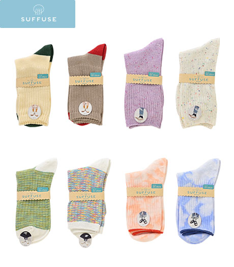 ～スニーカーと合わせるカジュアルコーディネートにおすすめです～【ＳＵＦＦＵＳＥ】【今風カジュアル】（１足物）レディースソックスカラー：各種サイズ：23～25ｃｍ商品番号：73-587-150-01～0473-587-150-21～24