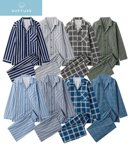 ～素材と仕様にこだわった、こだわりパジャマ～【ＳＵＦＦＵＳＥ】【今風カジュアル】（綿１００％）メンズこだわりシャツパジャマサイズ：M、L、LL商品番号：74-511-012-01～06･21～26･41～46･61～66