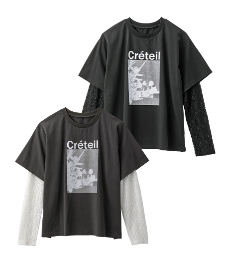 【大きなサイズ】レディースフェイクレイヤードＴシャツサイズ：3L・4L商品番号：07-021-404-41～