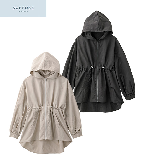 ～軽やかな着心地のフーディーブルゾン～【ＳＵＦＦＵＳＥ＋】【今風カジュアル】レディースジャケット商品番号：42-106-039-21～