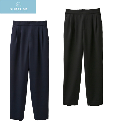 ～毎日キレイをキープする、頼れる１枚～【ＳＵＦＦＵＳＥ】【今風カジュアル】【ＮＡＮＯＴＥＸ】レディーステーパードパンツカラー：ブラックネイビーサイズ：M・L・LL商品番号：43-581-855-21～