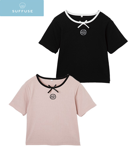 ~この春着たいガーリースタイル~【SUFFUSE】【今風カジュアル】ガールズプルオーバーカラー:ピンクブラックサイズ:140・150・160㎝商品番号:62-523-319-21~26